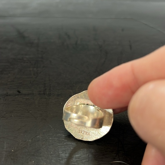 IKITA Paris ring silver toned tolurqoise green adjustable round circular - Picture 4 of 9